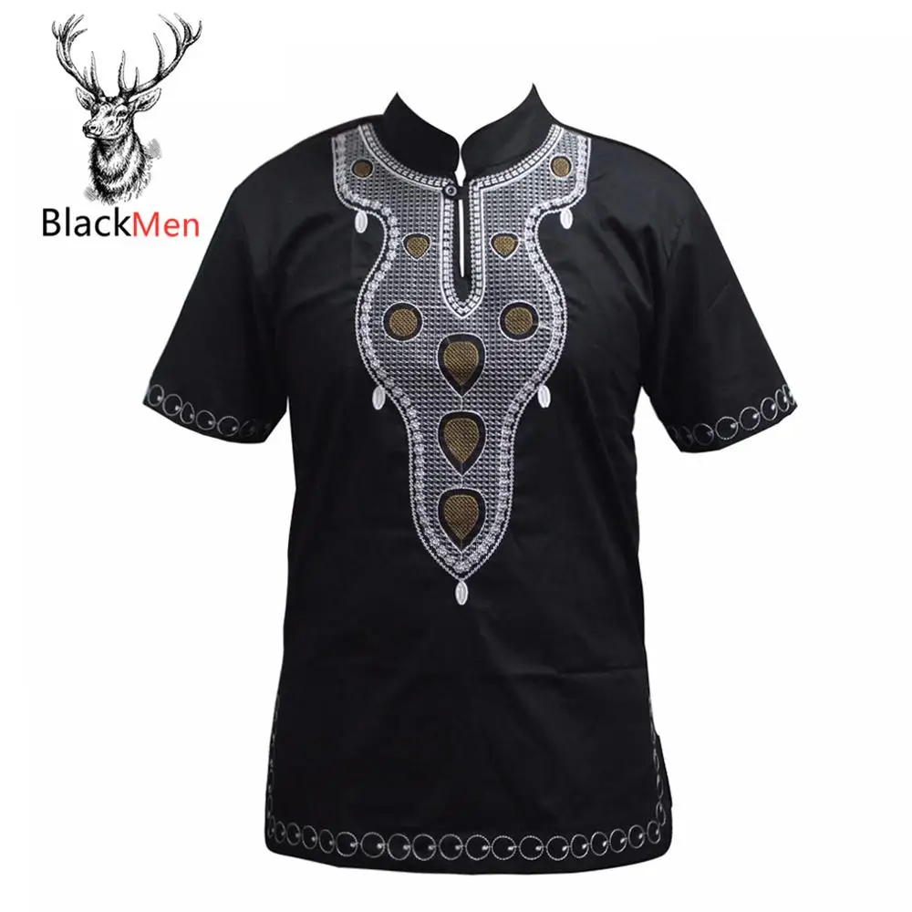 Dashiki Arab Mens Attire Tops Embroidery Muslin T shirts Male Vintage Tunic Ankara Short Kaftan Clothing African dress for men