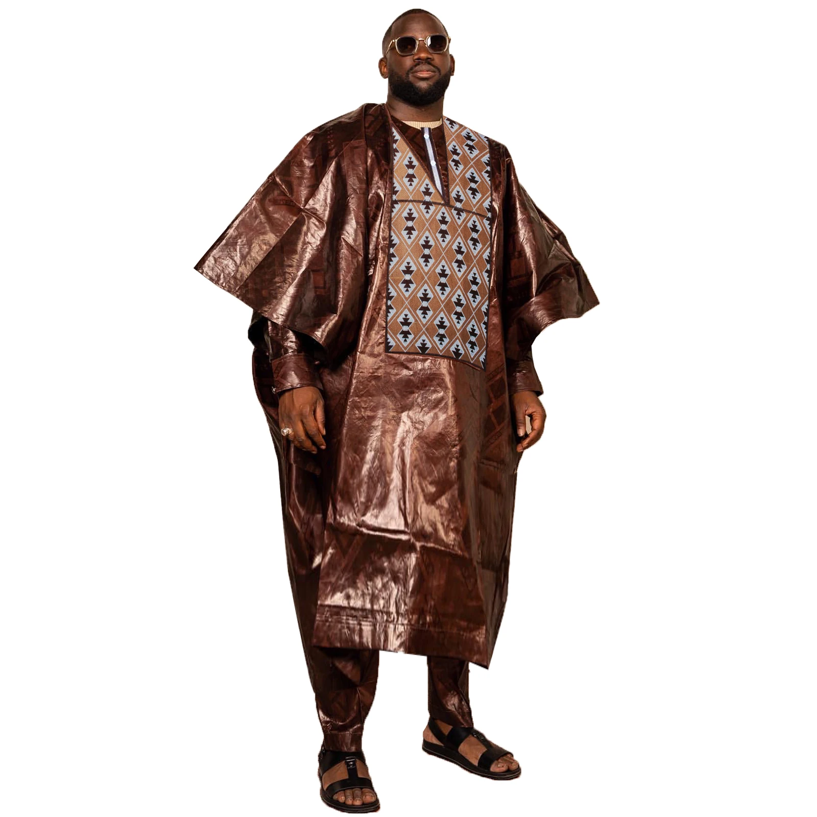 Kaftan Elegant African Men's Set 3 Pieces Outfits Long Sleeve Ethnic Tops and Pants Full Luxury Men's Suit Wedding Men Clothing