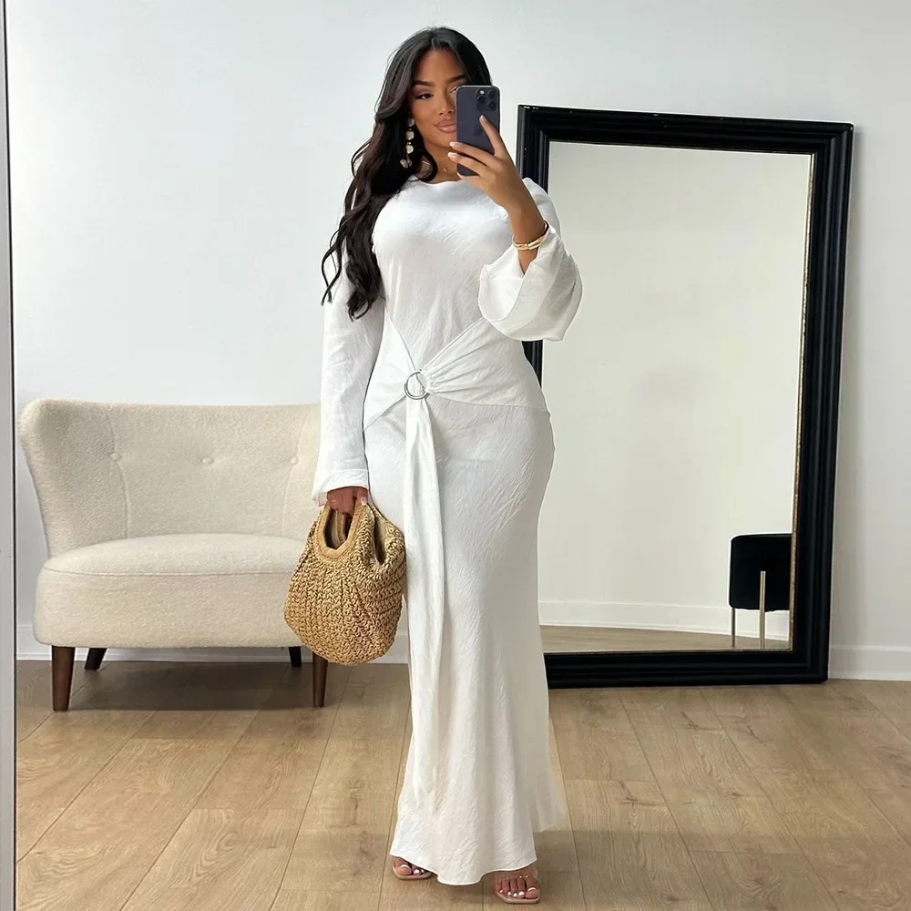 Eid Mubarak Dubai Women Bodycon Abayas Maxi Dress Belt Muslim Islam Clothing Jalabiya Turkey Kaftan Marocain Femme Vestido Gowns - Image 6