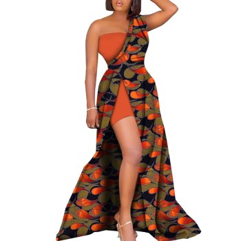 African Dresses for Women Ankara Print Split Long Dresses Lady Party Evening Dresses Dashiki African Women Clothes