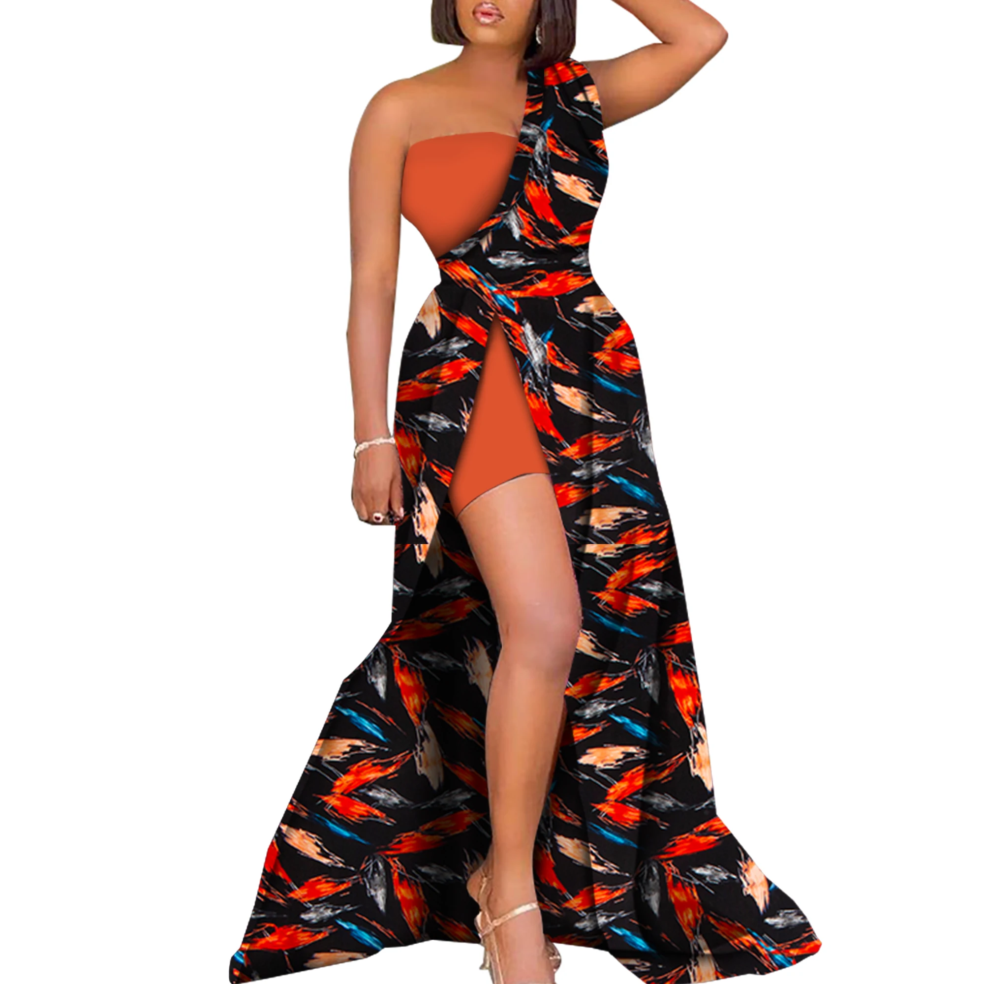African Dresses for Women Ankara Print Split Long Dresses Lady Party Evening Dresses Dashiki African Women Clothes - Image 4