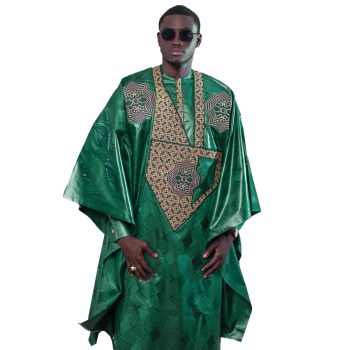 African Clothing For Men Traditional Bazin Riche Embroidery Design Top Long Sleeve 3 Piece Set