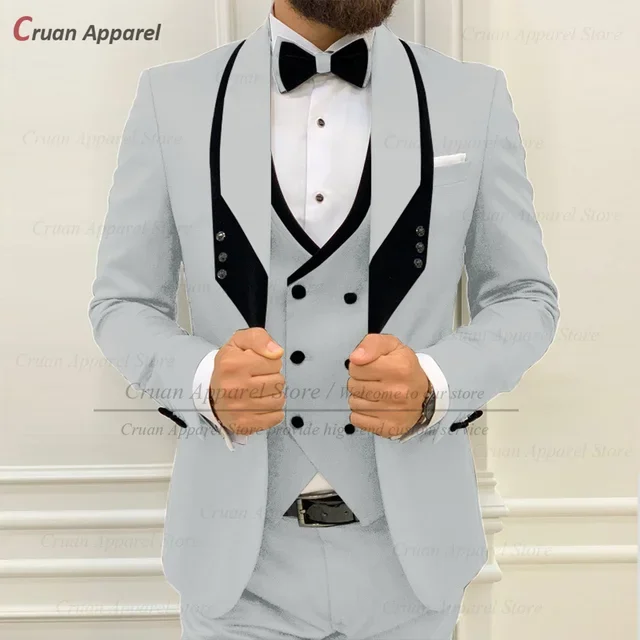 Navy Blue Suits for Men Slim Fit Luxury Wedding Tuxedos Fashion Mens Blazer Vest Pants 3 Pieces Tailor-made Homecoming Jackets